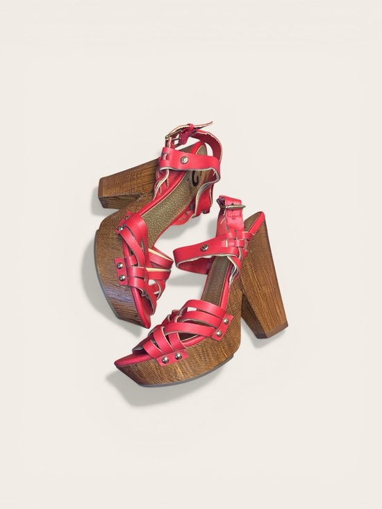 G by Guess Shoes - Y2K Style Red Strappy Block Platform Heels G by Guess